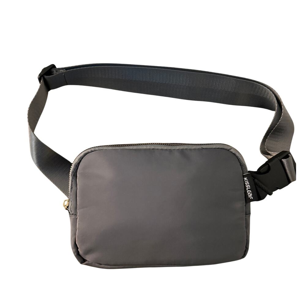 Kissleaf Gray Belt Bag – Mini Crossbody Waist Pouch with Adjustable Strap NEW